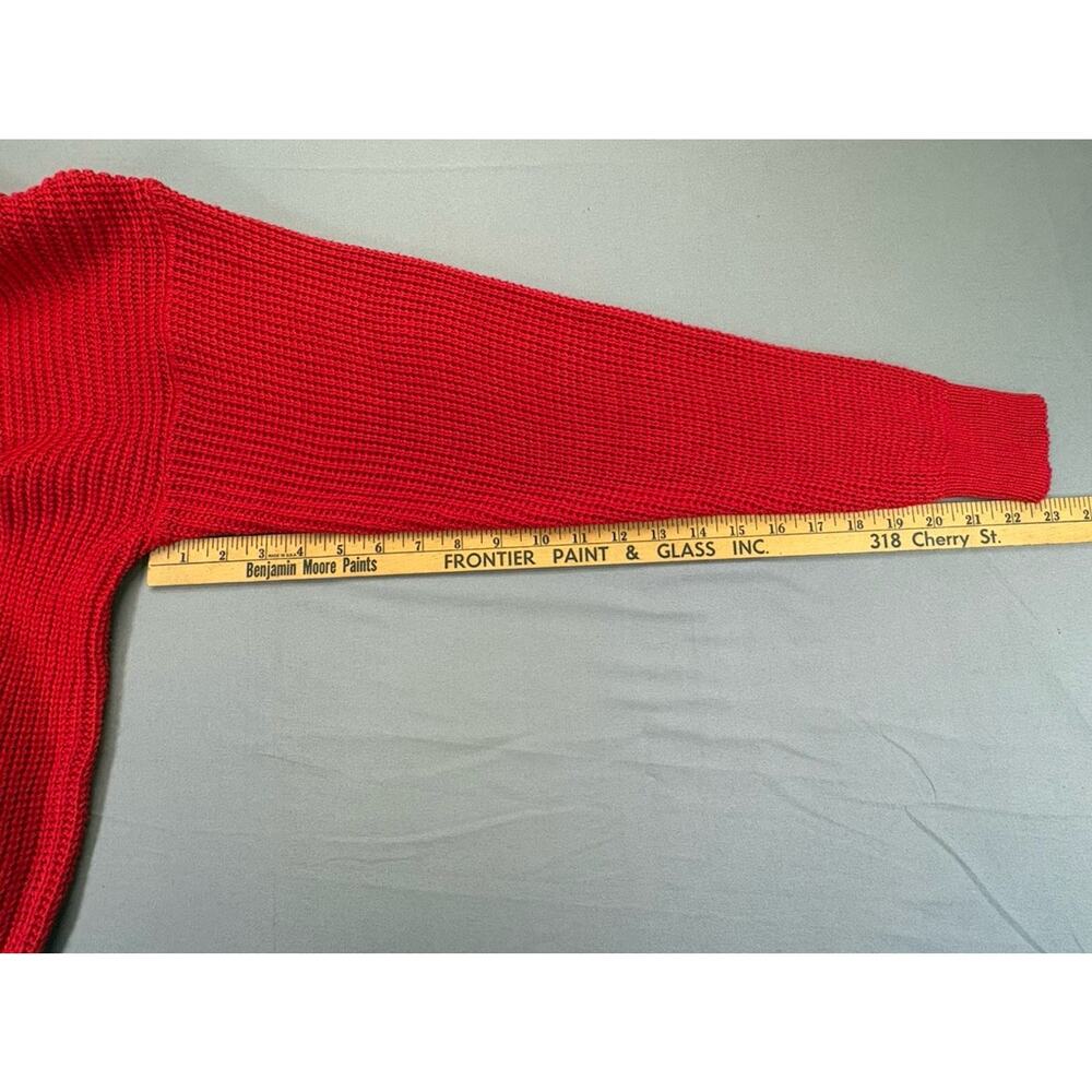 Vintage Saugatuck Dry Goods Co Men’s Red Cable Knit Sweater Size M 100% - Picture 7 of 7